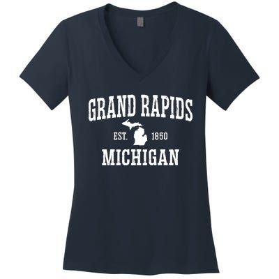 Vintage Grand Rapids Michigan Women's V-Neck T-Shirt