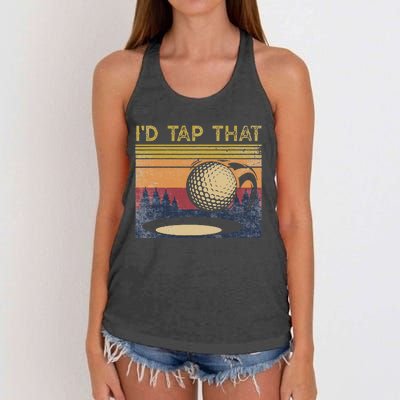 Vintage Golfer Retro Golf I'd Tap That Funny Golf Women's Knotted Racerback Tank