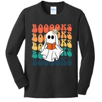 Vintage Ghost Reading Halloween Teacher Gift Kids Long Sleeve Shirt