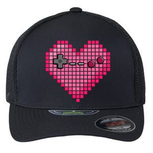 Video Game Retro Gaming Pixel Heart Gift Flexfit Unipanel Trucker Cap