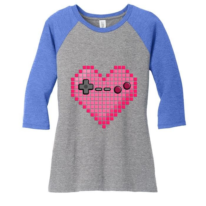 Video Game Retro Gaming Pixel Heart Gift Women's Tri-Blend 3/4-Sleeve Raglan Shirt