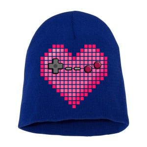 Video Game Retro Gaming Pixel Heart Gift Short Acrylic Beanie