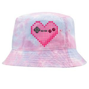 Video Game Retro Gaming Pixel Heart Gift Tie-Dyed Bucket Hat