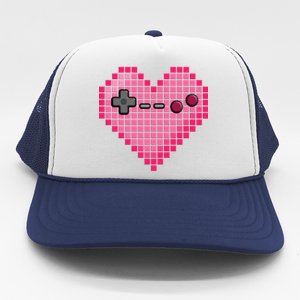 Video Game Retro Gaming Pixel Heart Gift Trucker Hat