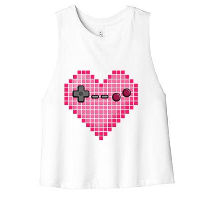 Video Game Retro Gaming Pixel Heart Gift Women's Racerback Cropped Tank