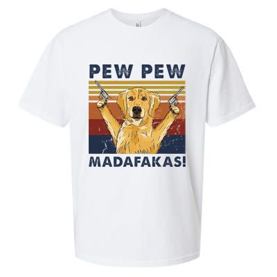 Vintage Golden Retriever Dog Pew Pew Madafakas Dogs Lovers Sueded Cloud Jersey T-Shirt