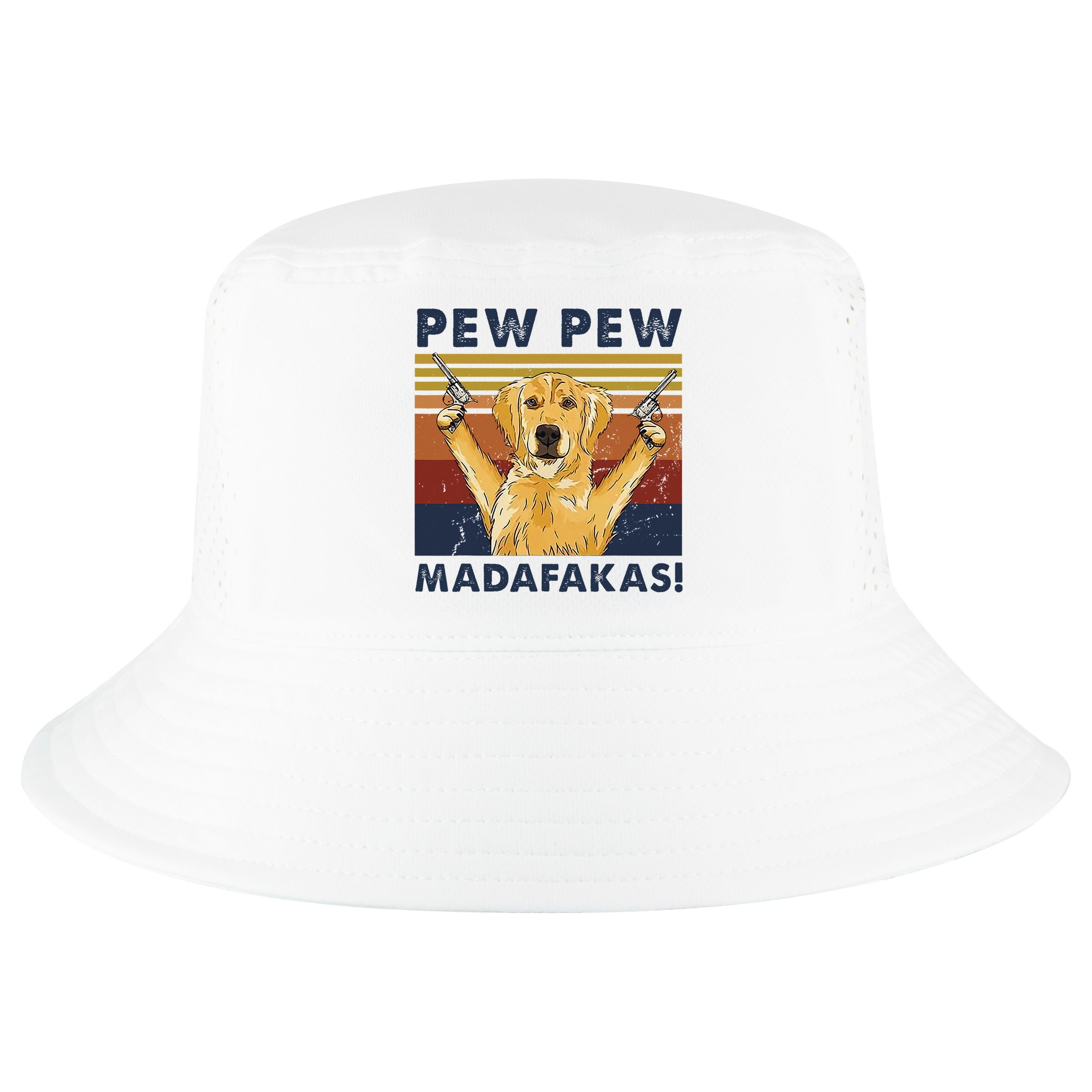 Vintage Golden Retriever Dog Pew Pew Madafakas Dogs Lovers Cool Comfort Performance Bucket Hat