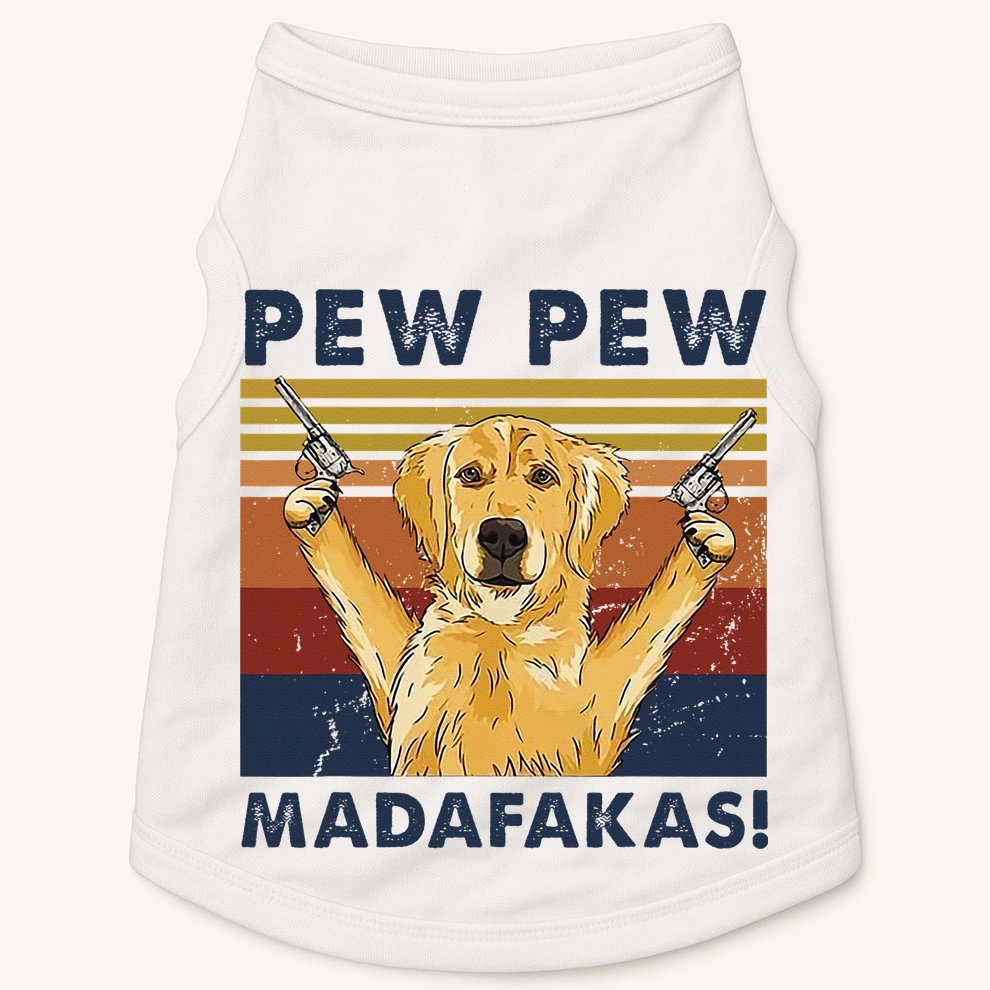 Vintage Golden Retriever Dog Pew Pew Madafakas Dogs Lovers Doggie Tank
