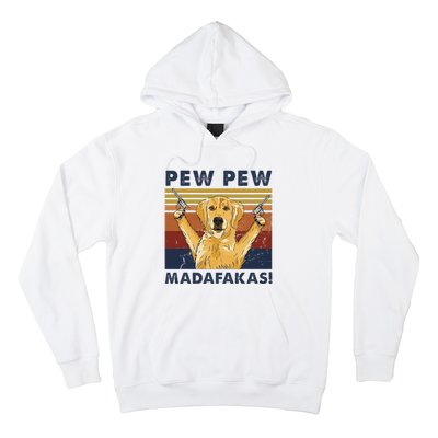 Vintage Golden Retriever Dog Pew Pew Madafakas Dogs Lovers Hoodie