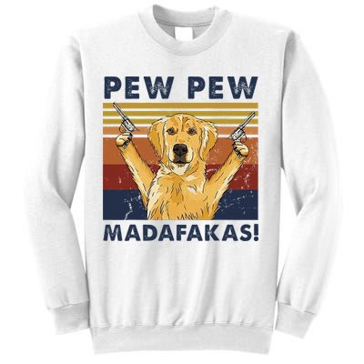 Vintage Golden Retriever Dog Pew Pew Madafakas Dogs Lovers Sweatshirt