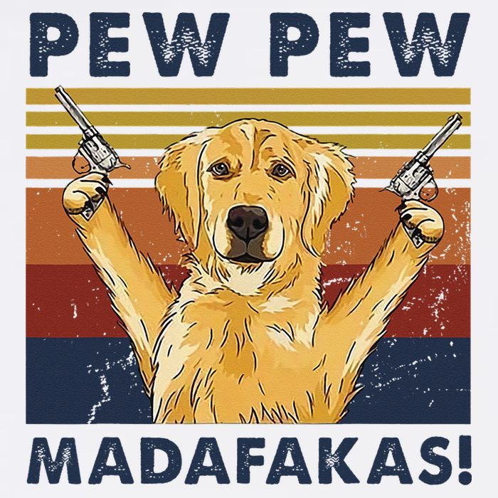 Vintage Golden Retriever Dog Pew Pew Madafakas Dogs Lovers T-Shirt
