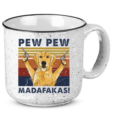 Vintage Golden Retriever Dog Pew Pew Madafakas Dogs Lovers 15oz Campfire Ceramic Mug