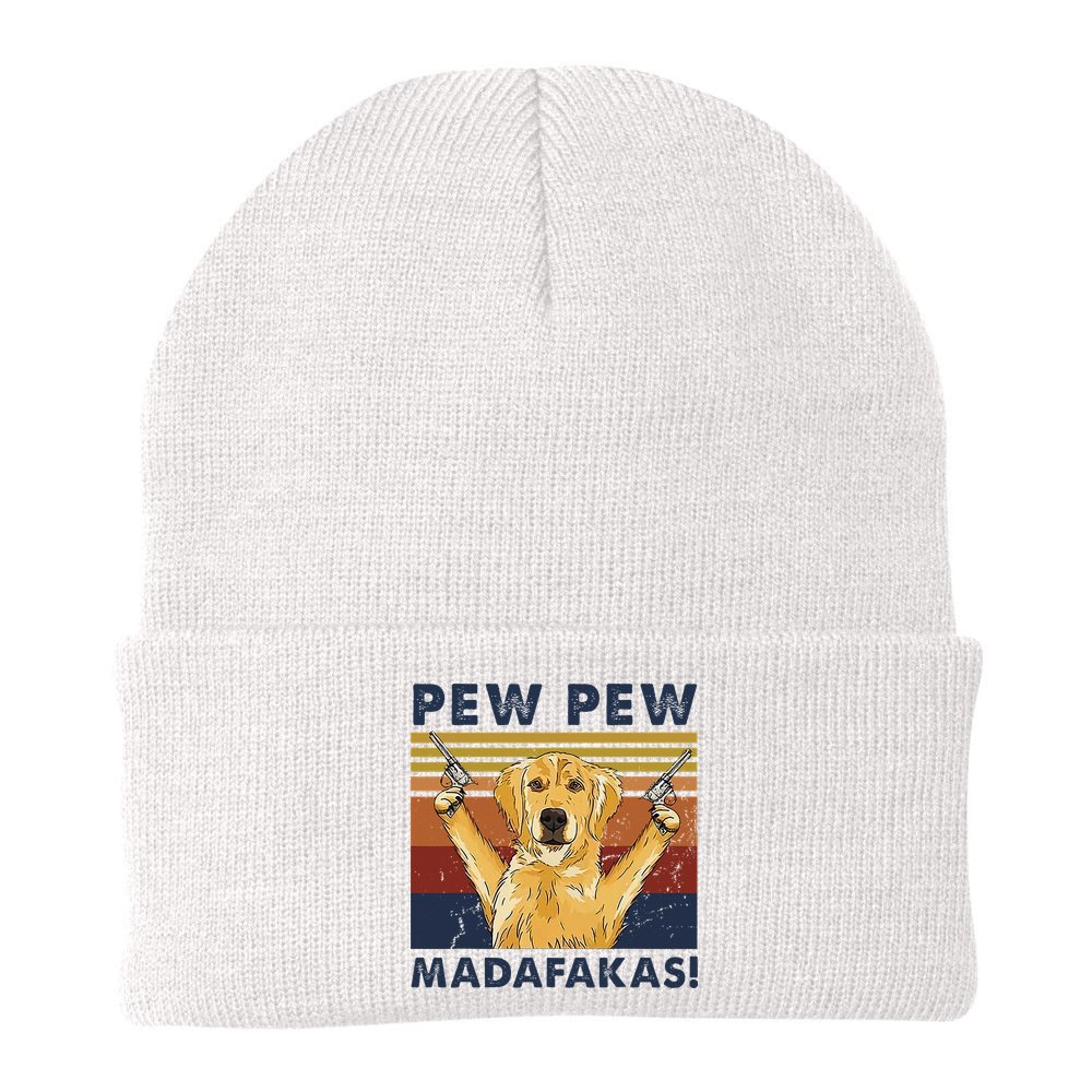 Vintage Golden Retriever Dog Pew Pew Madafakas Dogs Lovers Beanie