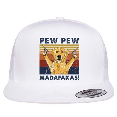 Vintage Golden Retriever Dog Pew Pew Madafakas Dogs Lovers Flat Bill Trucker Hat