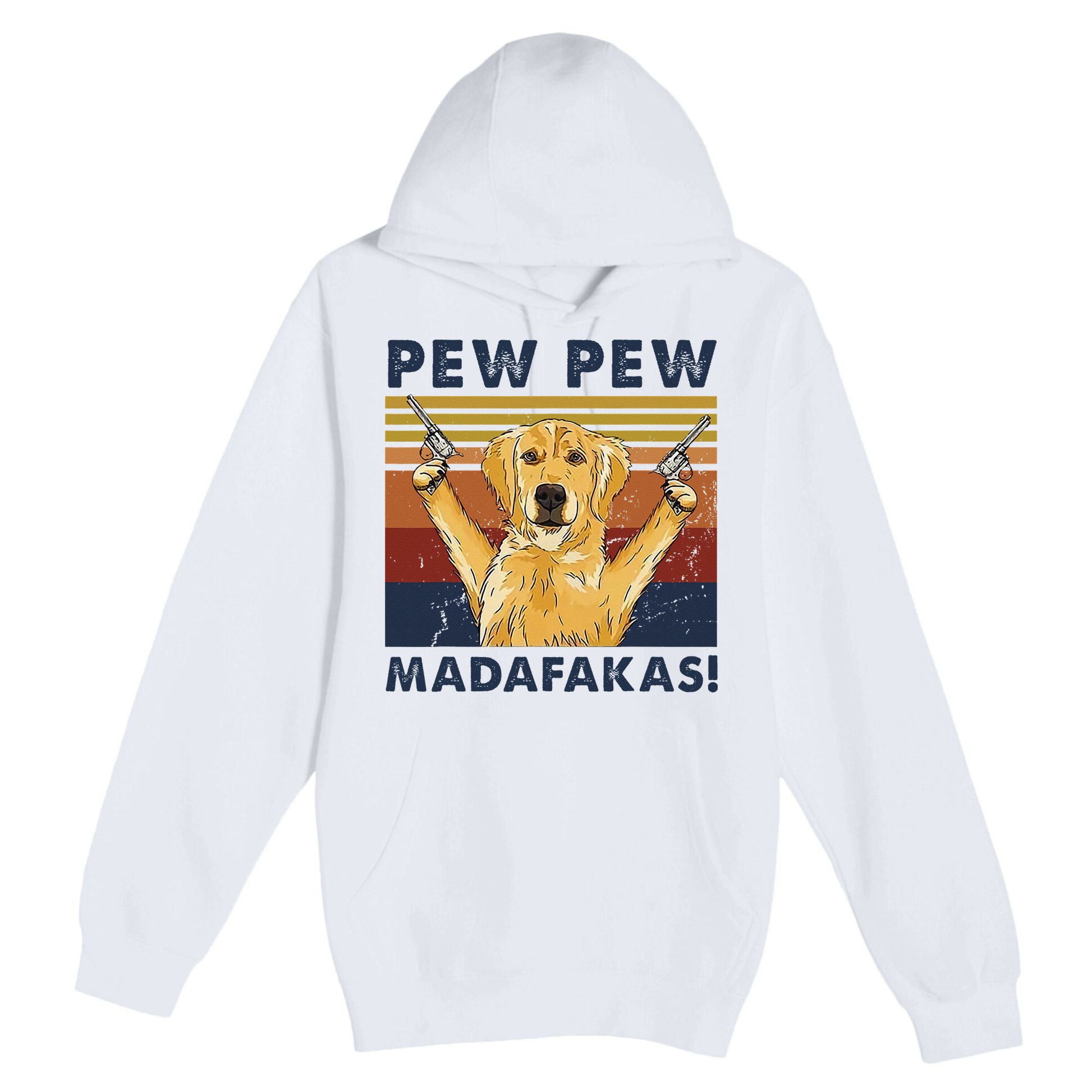 Vintage Golden Retriever Dog Pew Pew Madafakas Dogs Lovers Premium Pullover Hoodie