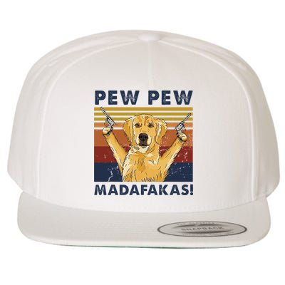 Vintage Golden Retriever Dog Pew Pew Madafakas Dogs Lovers Wool Snapback Cap