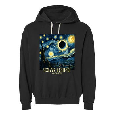 Van Gogh Starry Night Total Solar Eclipse April 8 2024 Garment-Dyed Fleece Hoodie