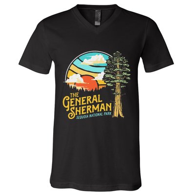 Vintage General Sherman Sequoia National Park Retro Graphic V-Neck T-Shirt