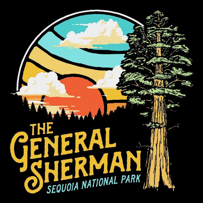 Vintage General Sherman Sequoia National Park Retro Graphic Bucket Hat