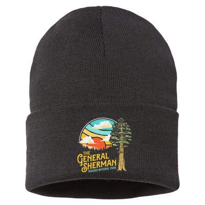 Vintage General Sherman Sequoia National Park Retro Graphic Sustainable Knit Beanie