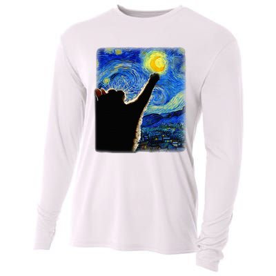 Van Gogh Starry Night Cat Cooling Performance Long Sleeve Crew