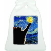 Van Gogh Starry Night Cat Ceramic Bell Ornament