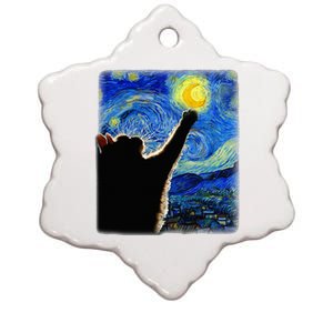 Van Gogh Starry Night Cat Ceramic Star Ornament