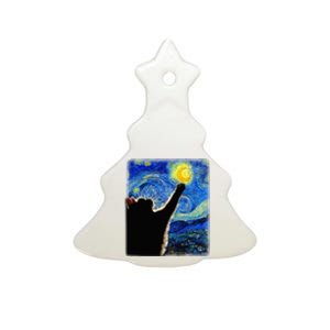 Van Gogh Starry Night Cat Ceramic Tree Ornament