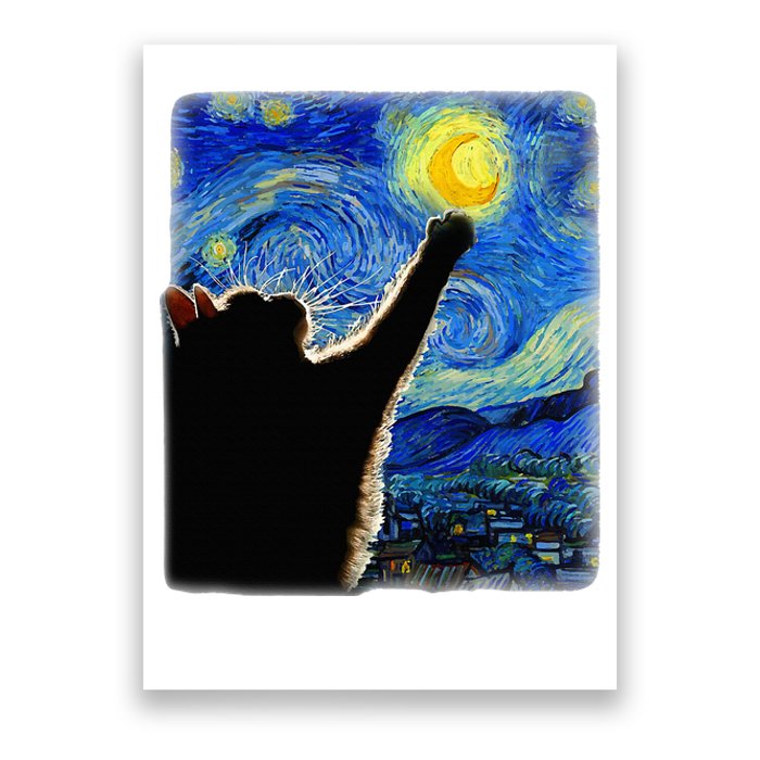 Van Gogh Starry Night Cat Poster