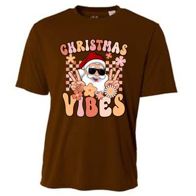 Vintage Groovy Santa Claus Christmas Vibes Cooling Performance Crew T-Shirt