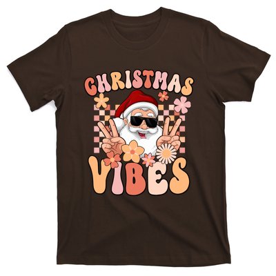 Vintage Groovy Santa Claus Christmas Vibes T-Shirt