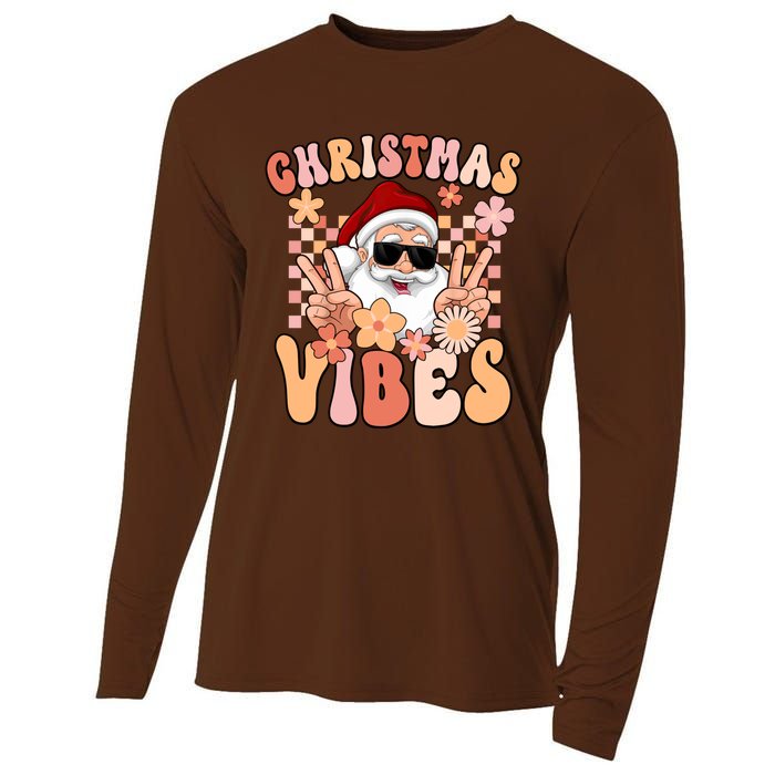 Vintage Groovy Santa Claus Christmas Vibes Cooling Performance Long Sleeve Crew