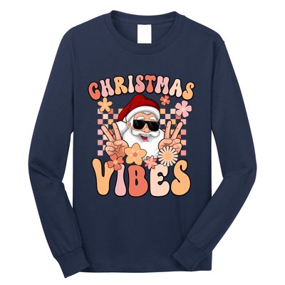 Vintage Groovy Santa Claus Christmas Vibes Long Sleeve Shirt