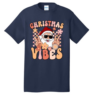 Vintage Groovy Santa Claus Christmas Vibes Tall T-Shirt