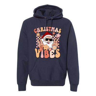 Vintage Groovy Santa Claus Christmas Vibes Premium Hoodie