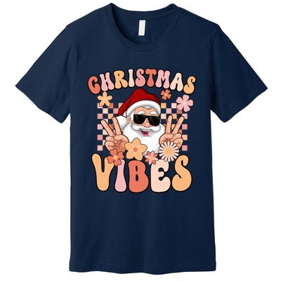 Vintage Groovy Santa Claus Christmas Vibes Premium T-Shirt