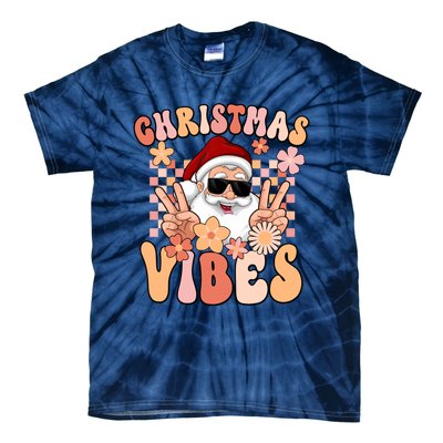 Vintage Groovy Santa Claus Christmas Vibes Tie-Dye T-Shirt