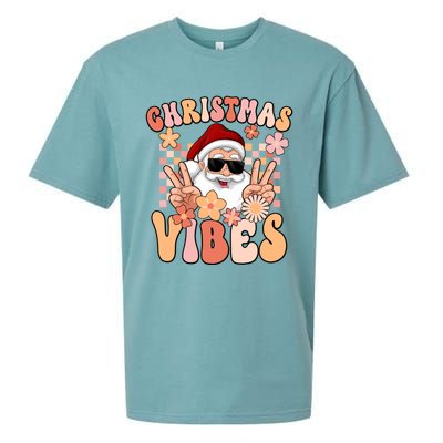 Vintage Groovy Santa Claus Christmas Vibes Sueded Cloud Jersey T-Shirt