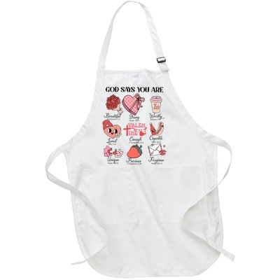 Valentine God Says You Are Beautiful Strong Worthy Loved Unique Precious Full-Length Apron With Pockets