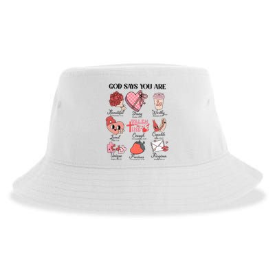 Valentine God Says You Are Beautiful Strong Worthy Loved Unique Precious Sustainable Bucket Hat