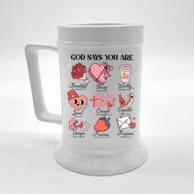 Valentine God Says You Are Beautiful Strong Worthy Loved Unique Precious Beer Stein