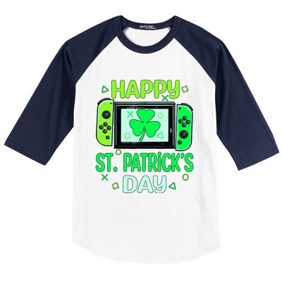 Video Gamer Shamrock Happy St Patricks Day Go Lucky Baseball Sleeve Shirt