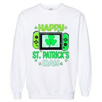 Video Gamer Shamrock Happy St Patricks Day Go Lucky Garment-Dyed Sweatshirt