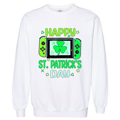 Video Gamer Shamrock Happy St Patricks Day Go Lucky Garment-Dyed Sweatshirt