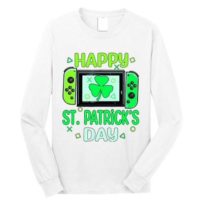 Video Gamer Shamrock Happy St Patricks Day Go Lucky Long Sleeve Shirt