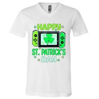 Video Gamer Shamrock Happy St Patricks Day Go Lucky V-Neck T-Shirt