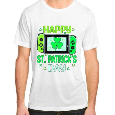 Video Gamer Shamrock Happy St Patricks Day Go Lucky Adult ChromaSoft Performance T-Shirt