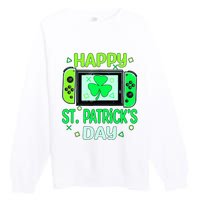 Video Gamer Shamrock Happy St Patricks Day Go Lucky Premium Crewneck Sweatshirt