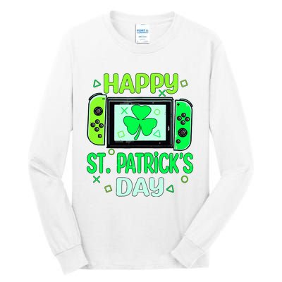 Video Gamer Shamrock Happy St Patricks Day Go Lucky Tall Long Sleeve T-Shirt