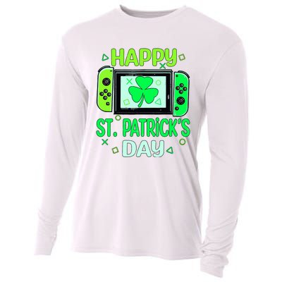 Video Gamer Shamrock Happy St Patricks Day Go Lucky Cooling Performance Long Sleeve Crew